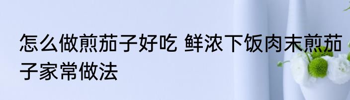 怎么做煎茄子好吃 鲜浓下饭肉末煎茄子家常做法