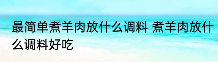 最简单煮羊肉放什么调料 煮羊肉放什么调料好吃