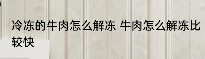 冷冻的牛肉怎么解冻 牛肉怎么解冻比较快