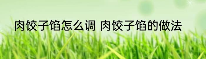 肉饺子馅怎么调 肉饺子馅的做法