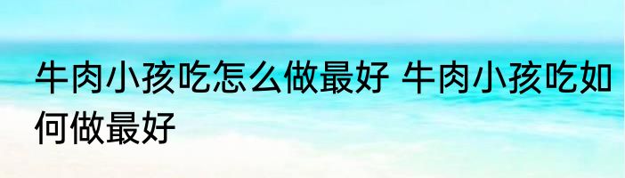 牛肉小孩吃怎么做最好 牛肉小孩吃如何做最好