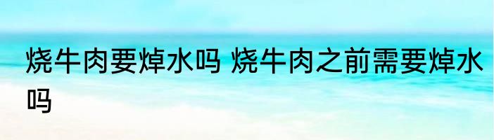 烧牛肉要焯水吗 烧牛肉之前需要焯水吗