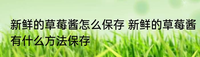 新鲜的草莓酱怎么保存 新鲜的草莓酱有什么方法保存
