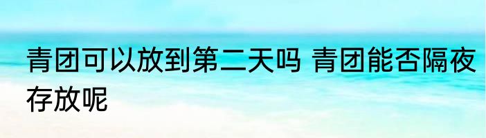 青团可以放到第二天吗 青团能否隔夜存放呢