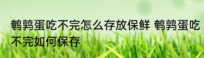 鹌鹑蛋吃不完怎么存放保鲜 鹌鹑蛋吃不完如何保存