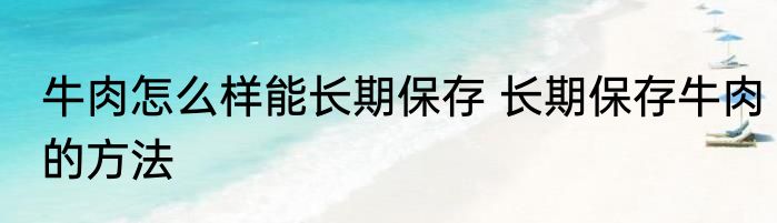 牛肉怎么样能长期保存 长期保存牛肉的方法