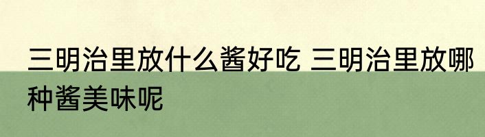 三明治里放什么酱好吃 三明治里放哪种酱美味呢