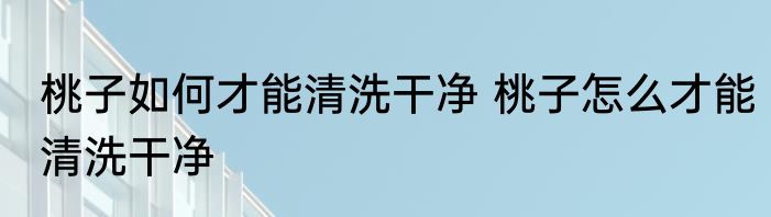 桃子如何才能清洗干净 桃子怎么才能清洗干净