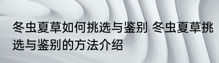 冬虫夏草如何挑选与鉴别 冬虫夏草挑选与鉴别的方法介绍