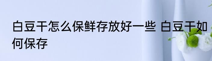 白豆干怎么保鲜存放好一些 白豆干如何保存