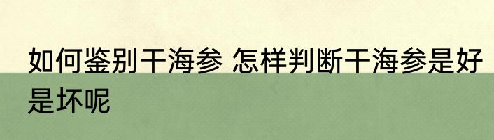 如何鉴别干海参 怎样判断干海参是好是坏呢
