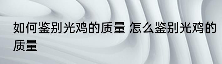如何鉴别光鸡的质量 怎么鉴别光鸡的质量
