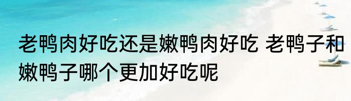 老鸭肉好吃还是嫩鸭肉好吃 老鸭子和嫩鸭子哪个更加好吃呢