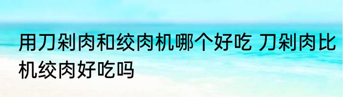 用刀剁肉和绞肉机哪个好吃 刀剁肉比机绞肉好吃吗