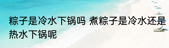 粽子是冷水下锅吗 煮粽子是冷水还是热水下锅呢