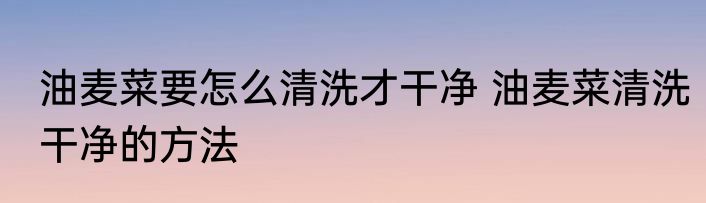 油麦菜要怎么清洗才干净 油麦菜清洗干净的方法