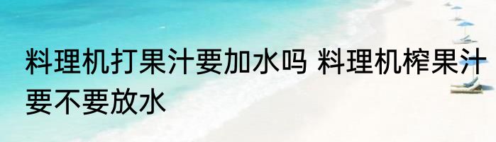 料理机打果汁要加水吗 料理机榨果汁要不要放水