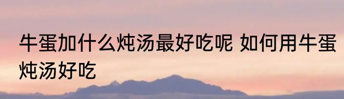 牛蛋加什么炖汤最好吃呢 如何用牛蛋炖汤好吃