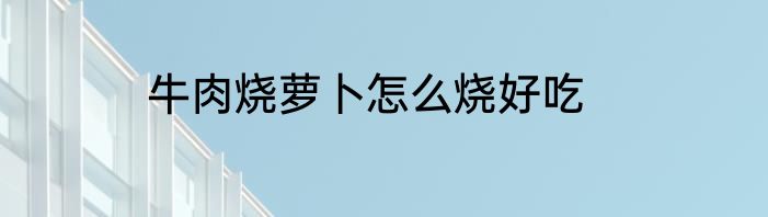 牛肉烧萝卜怎么烧好吃