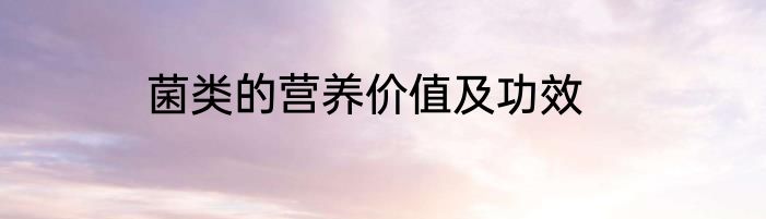 菌类的营养价值及功效