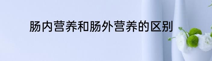 肠内营养和肠外营养的区别