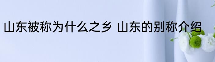 山东被称为什么之乡 山东的别称介绍
