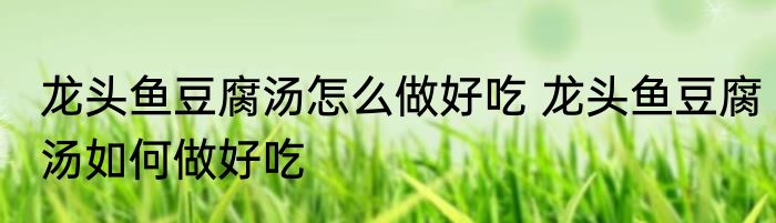 龙头鱼豆腐汤怎么做好吃 龙头鱼豆腐汤如何做好吃