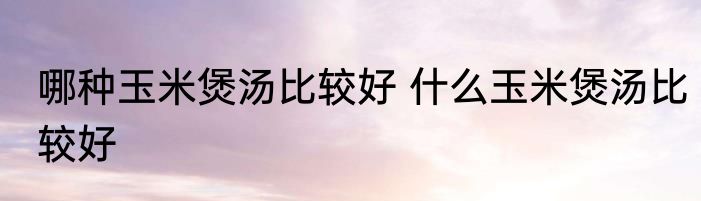 哪种玉米煲汤比较好 什么玉米煲汤比较好