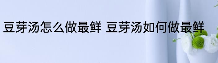 豆芽汤怎么做最鲜 豆芽汤如何做最鲜