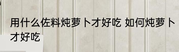 用什么佐料炖萝卜才好吃 如何炖萝卜才好吃