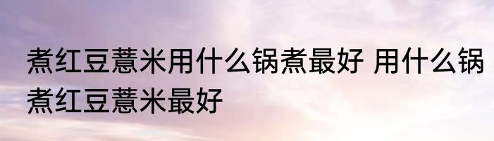 煮红豆薏米用什么锅煮最好 用什么锅煮红豆薏米最好