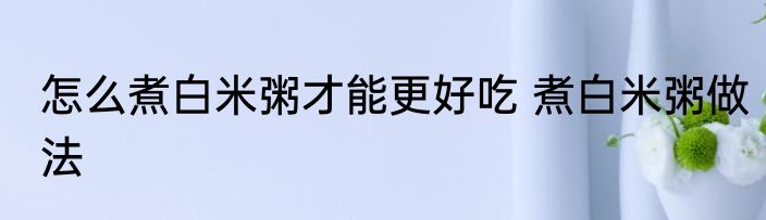 怎么煮白米粥才能更好吃 煮白米粥做法