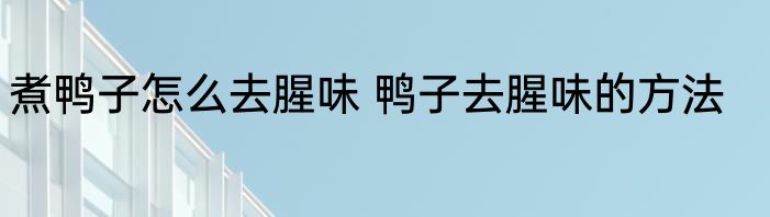 煮鸭子怎么去腥味 鸭子去腥味的方法