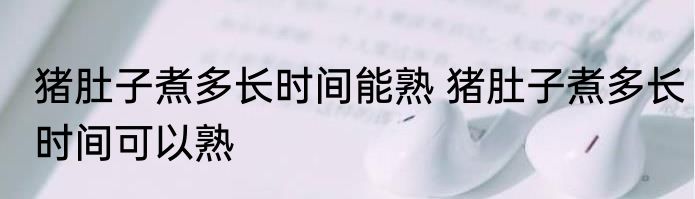 猪肚子煮多长时间能熟 猪肚子煮多长时间可以熟