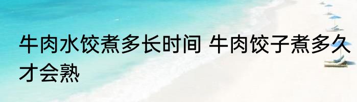牛肉水饺煮多长时间 牛肉饺子煮多久才会熟