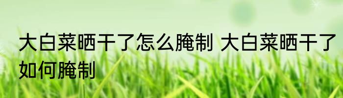 大白菜晒干了怎么腌制 大白菜晒干了如何腌制
