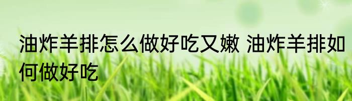 油炸羊排怎么做好吃又嫩 油炸羊排如何做好吃