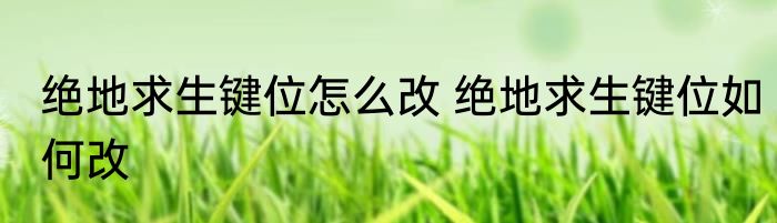 绝地求生键位怎么改 绝地求生键位如何改