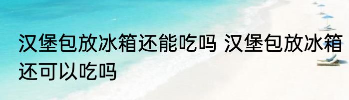 汉堡包放冰箱还能吃吗 汉堡包放冰箱还可以吃吗