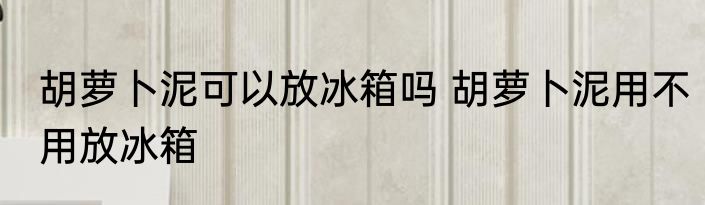 胡萝卜泥可以放冰箱吗 胡萝卜泥用不用放冰箱