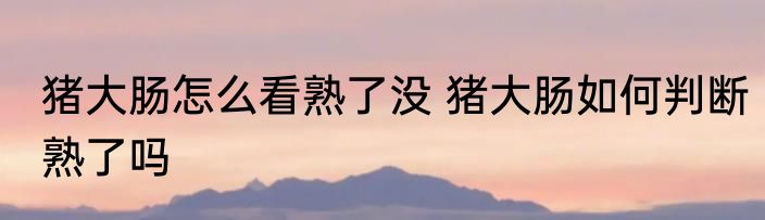 猪大肠怎么看熟了没 猪大肠如何判断熟了吗