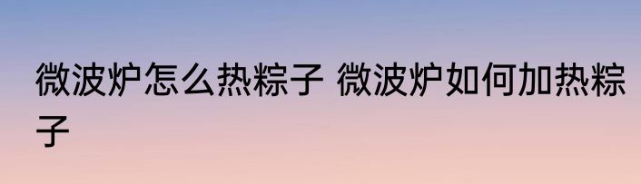 微波炉怎么热粽子 微波炉如何加热粽子