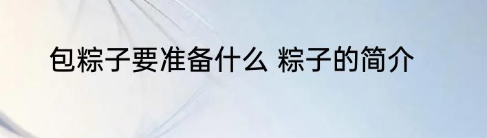 包粽子要准备什么 粽子的简介