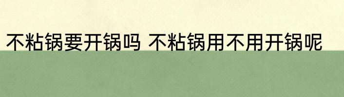 不粘锅要开锅吗 不粘锅用不用开锅呢