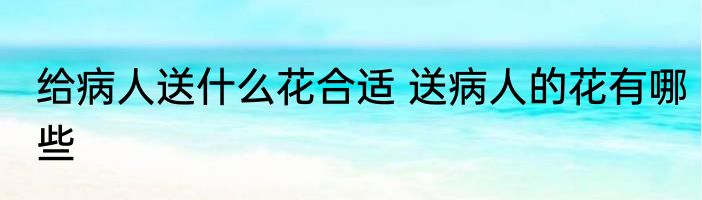 给病人送什么花合适 送病人的花有哪些