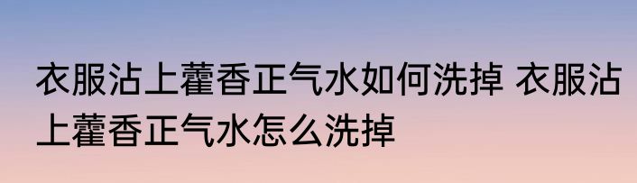 衣服沾上藿香正气水如何洗掉 衣服沾上藿香正气水怎么洗掉