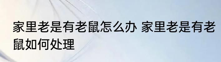 家里老是有老鼠怎么办 家里老是有老鼠如何处理