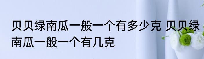 贝贝绿南瓜一般一个有多少克 贝贝绿南瓜一般一个有几克