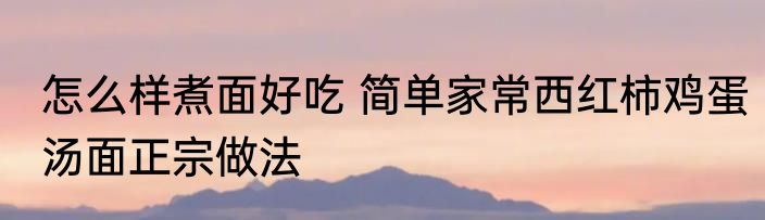 怎么样煮面好吃 简单家常西红柿鸡蛋汤面正宗做法