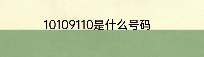 10109110是什么号码